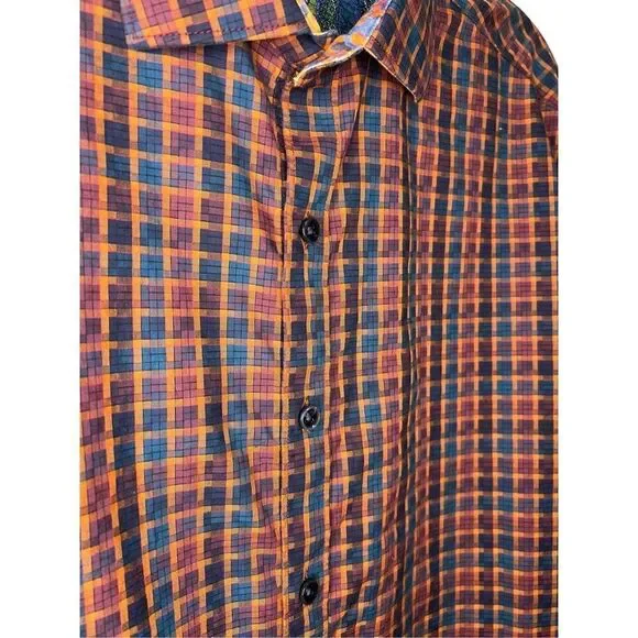 Robert Graham Men’s Large Trotter Plaid Long Sleeve Button Down Shirt Flip Cuff - Picture 2 of 8